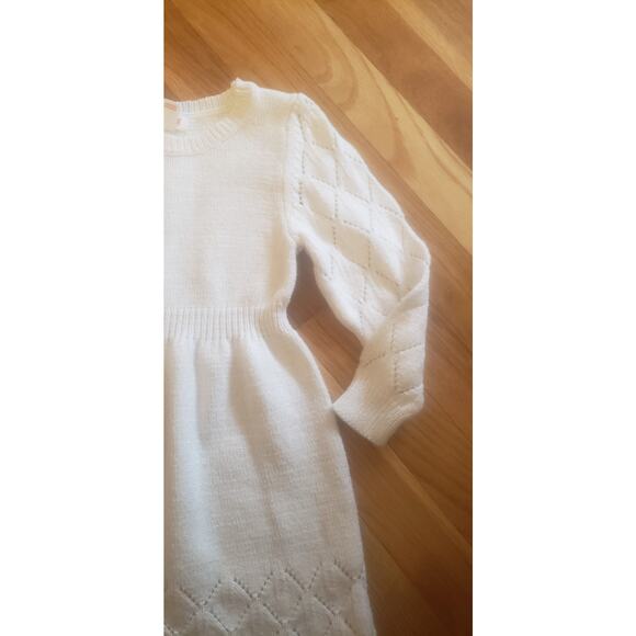 Cat & Jack Girls White Sweater Dress Size 3T Cable Knit Sparkle Long Sleeve - Picture 5 of 8